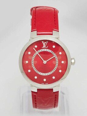 Louis Vuitton 28mm Cerise Monogram Vernis And Diamond Saint Valentin Quartz W...